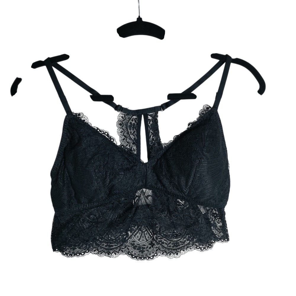 Gilly Hicks Black Lace Racerback Bralette Adjustable Straps Large
